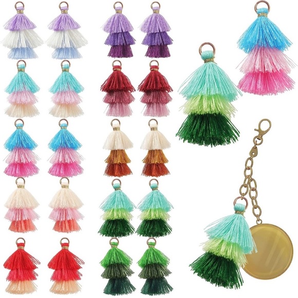 90 COLORFUL TIERED TASSELS for Earrings, Keychains, Crafts & More! 10 Colors - Picture 14 of 15